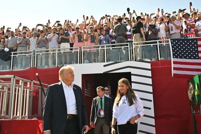 United States President Donald Trump introduced to the crowd at the Ryder Cup