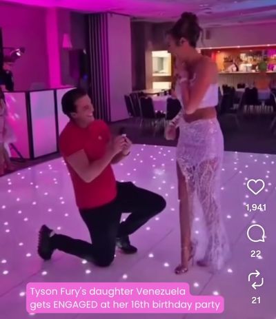 Tyson Fury's daughter Venezuela gets engaged to boxer boyfriend Noah Price at her 16th birthday party