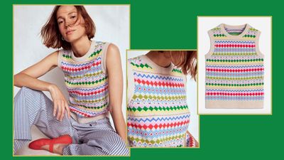 A knitted tank top is the perfect lighter layer for early autumn, and this woolly wonder is the most joyful of the season