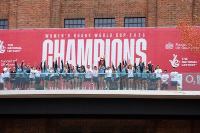 England fans brave rain for Red Roses’ World Cup victory party