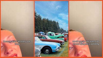 ‘Happy he didn’t show up’: Father of bride-to-be berates daughter for planning her wedding on the same day as lame annual car show