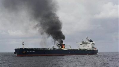 Attack by Yemen's Houthi rebels sets cargo ship ablaze in Gulf of Aden, officials say