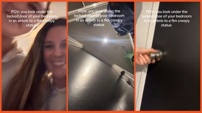 ‘That’s not a statue’: Friends staying in an Airbnb slide phone under door of locked closet to find a frightening figure hiding inside