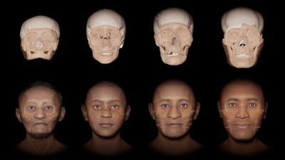 Scientists have digitally removed the 'death masks' from four Colombian mummies, revealing their faces for the first time