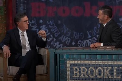 Kimmel and Colbert, in rare late-night crossover, blast shared nemesis Trump with new five-word insult title