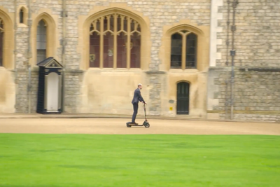 Prince of Wheels: Moment William zooms through Windsor Castle grounds on scooter