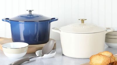 I've found Le Creuset style without the price tag – Martha Stewart’s chic Dutch oven is under $50 right now, and it’s racking up hundreds of five-star reviews