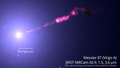 JWST captures clearest-ever image of M87 galaxy's supermassive black hole jet