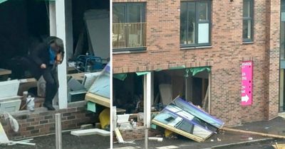 Residents fear 'looting' of flats showroom torn open by Storm Amy