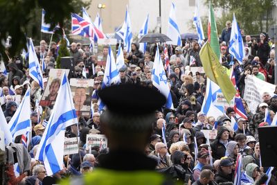 Hundreds turn out at rally marking two-year anniversary of October 7 attacks