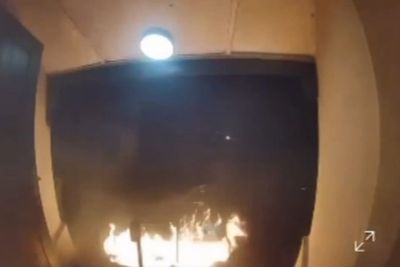 Doorbell footage shows fire erupt at UK mosque in suspected arson attack
