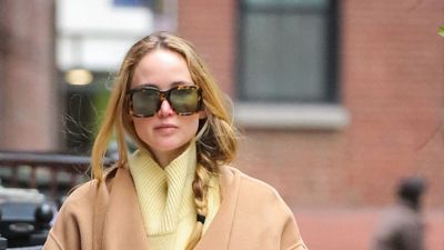 Trust Jennifer Lawrence, a camel coat and Adidas Gazelle trainers are the ultimate autumn wardrobe staples