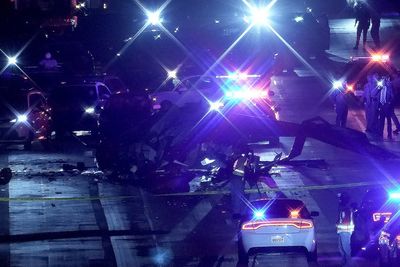 Helicopter crashes onto highway in Sacramento, closing eastbound lanes