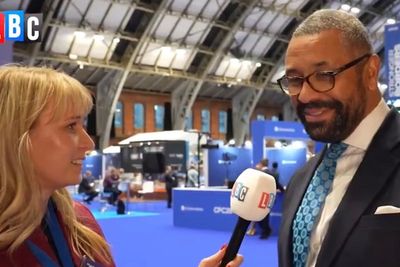 ‘Why can’t you spell?’: James Cleverly confronted over Tories misspelling ‘Britain’