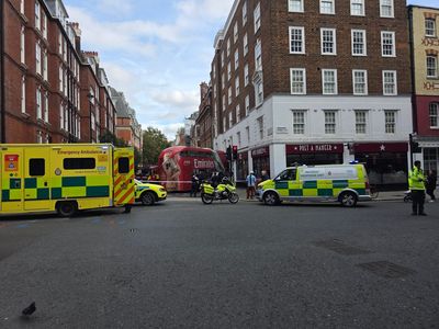 Video captures shocking moment double-decker bus crashes into taxi and hits shopfront in Westminster