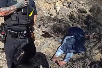 Moment cops rescue a distressed hiker who had spent day stranded on Arizona mountain in 105 degree heat