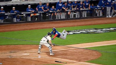 Vladimir Guerrero Did His Best Superman Impression Sliding Into Home in ALDS Game 3