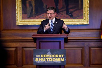 Republican leader Mike Johnson channels Captain America to rip ‘Shutdown’ Schumer as tied to ‘Marxist’ Mamdani