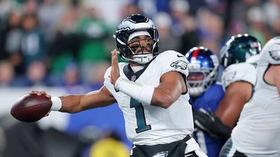 Video Shows Jalen Hurts Missing Easy TD to A.J. Brown Before Throwing Pick vs. Giants