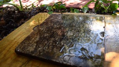 Ancient Roman tombstone found beneath undergrowth in New Orleans yard
