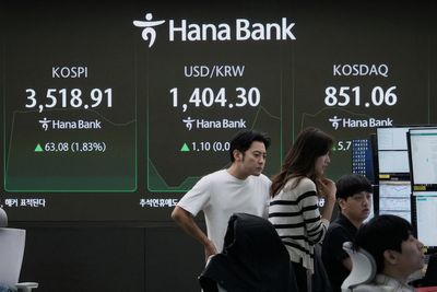 Asian shares are mostly lower following Wall Street's pause from its feverish rally