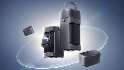 Anker's new Nebula portable projector has removable wireless speakers, all in a smart lunch-pail-like design