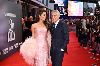 Amal Clooney steals show from husband George in shimmering dress at London movie premiere