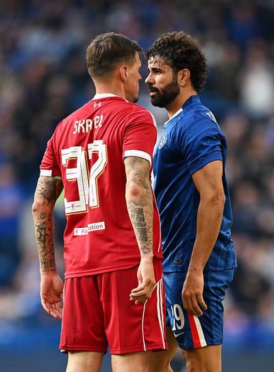 Watch: Diego Costa and Martin Skrtel renew bitter rivalry in legends charity match