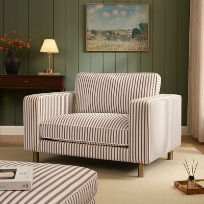 This stunning striped armchair has over a thousand five-star reviews singing its praises – you’ll never guess where it’s from