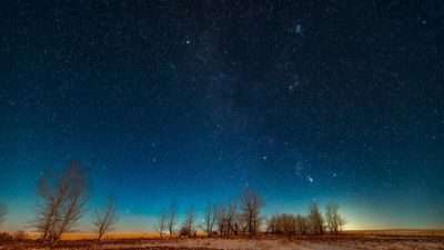 See Orion hunt the half-lit moon on Oct. 12