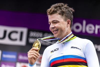 Two decisive attacks 'not the easiest but definitely the most beautiful' way for Florian Vermeersch to win first rainbow jersey at UCI Gravel Worlds