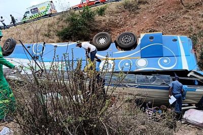 At least 42 killed as bus crashes off mountain road in South Africa