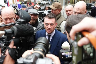 Tommy Robinson arrives in court for trial charged under Terrorism Act