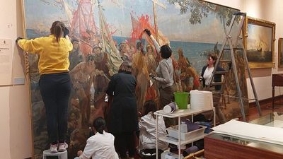 Two activists arrested for vandalising a painting of Columbus at Madrid's Naval Museum