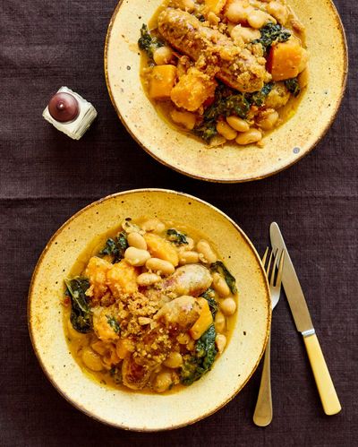 Cauliflower risotto and sausages with squash and beans: Sophie Wyburd’s recipes for autumn warmers