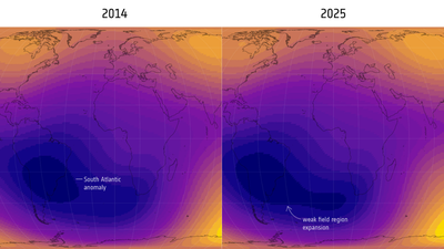 A massive weak spot in Earth's magnetic field is growing, scientists discover