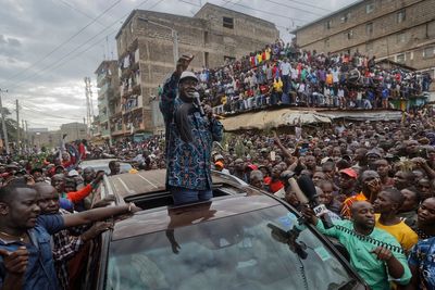 Photos of Raila Odinga, the former Kenyan PM who helped steer the country into multiparty democracy