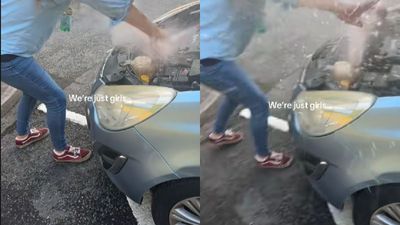 ‘I’m just a girl’: Woman opens radiator cap on hot engine. Boiling water explodes everywhere