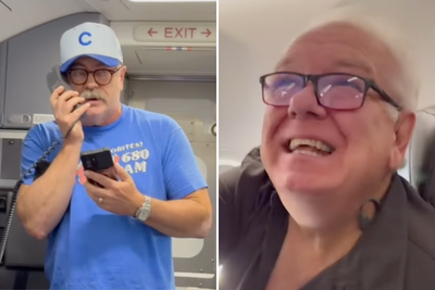 Nick Offerman pranks Parks and Rec co-star on airplane after coincidentally ending up on same flight