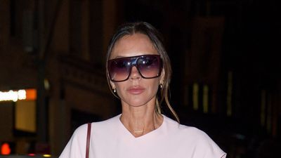 Victoria Beckham looks sleek and sophisticated in this season's surprising breakout colour trend