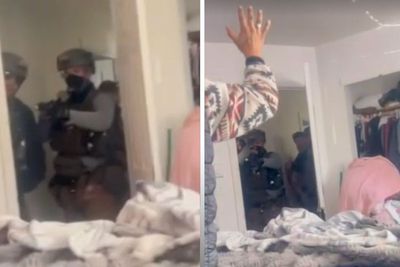 Family traumatized after armed ICE agents kick in door with mom and baby in room to arrest two suspects