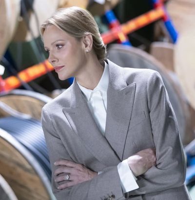 Princess Charlene Plays With Proportions in an Oversized '80s-Inspired Suit