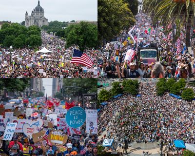 No Kings protest: millions march against Trump in nationwide day of protest – as it happened