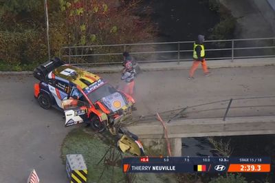 WRC Central Europe: Stage 15 cancelled as Thierry Neuville crashes into bridge