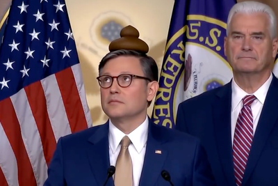 Democrat posts video of poop on Mike Johnson’s head after speaker downplayed Trump’s clip bombing protesters with feces