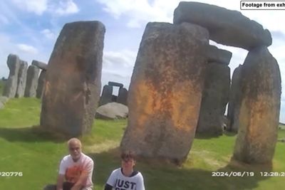 Footage shows moment Just Stop Oil protesters spray orange paint on Stonehenge, court hears