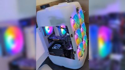 This €130 gaming PC in a plastic jug churns out a whole 15 fps in Fortnite and might be the best/worst DIY build I've ever seen
