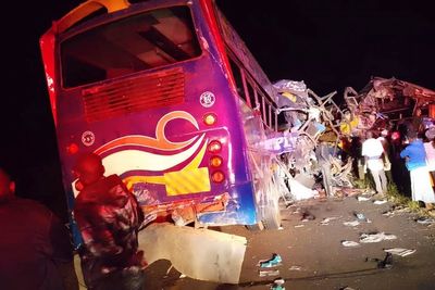 At least 63 people killed in a crash of buses and other vehicles in western Uganda