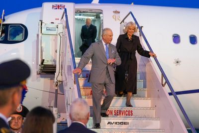 King Charles lands in Italy ahead of historic Vatican meeting with Pope Leo