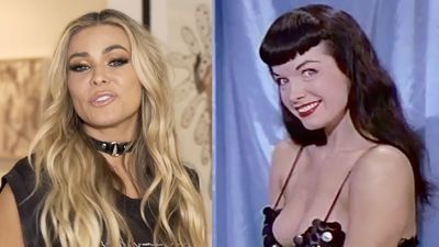 Carmen Electra Went As Pinup Model Bettie Page For Halloween This Year (And Her Dark Hair Is A Trip)
